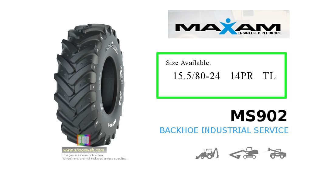 15.5/80-24 (400/80-24) Maxam 14PR MS902 Industrial Backhoe Tractor Tubeless Tires